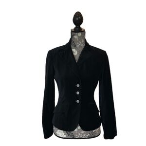 George Women's 4 Black Velvet Cotton Collared Sleeved Classic Blazer Jacket Top